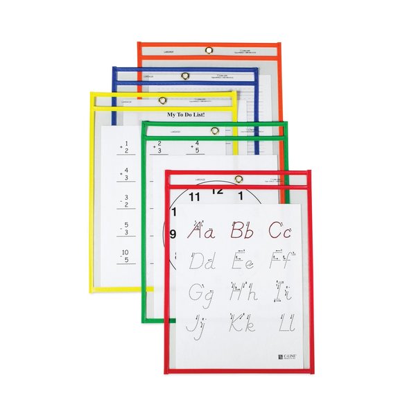 C-Line Products Reusable Dry Erase Pockets, 9 x 12, Assorted Primary Colors, PK25 40620